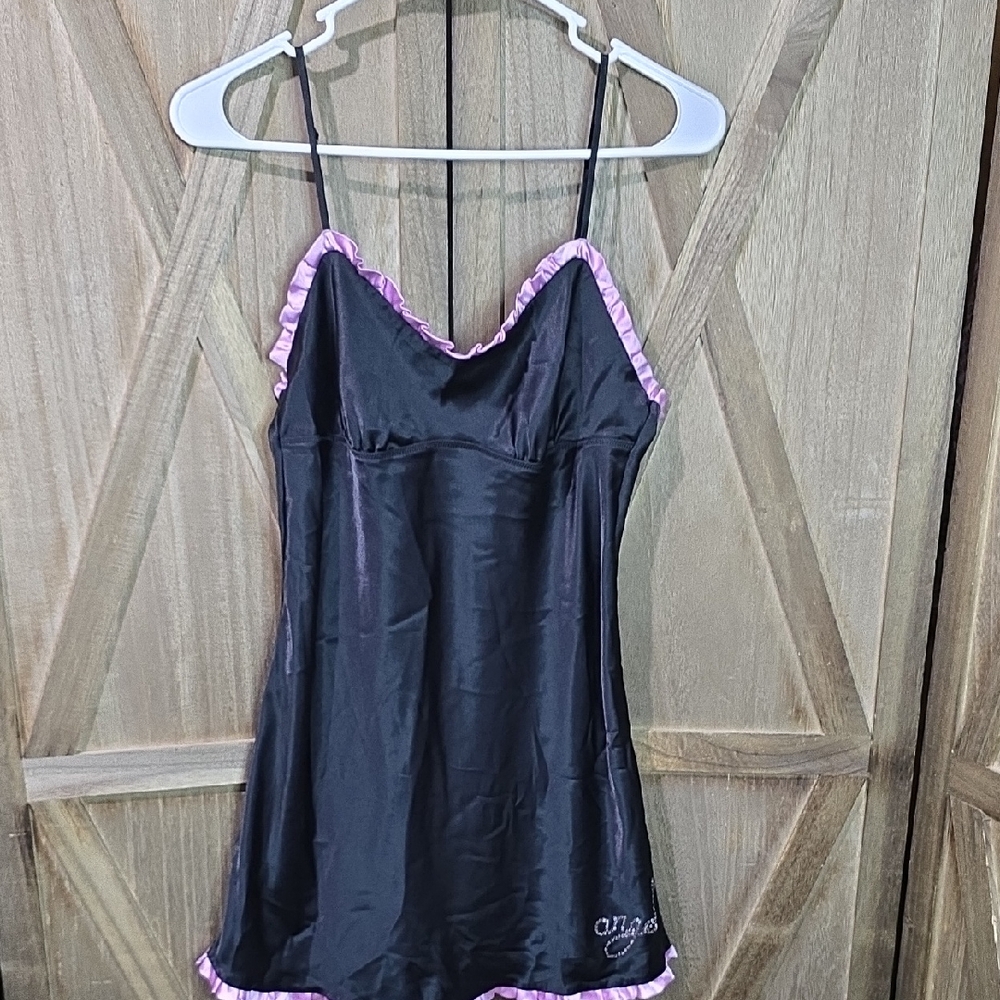 Vintage Victoria Secret Angels Black And Pink Jeweled Teddy Size Small